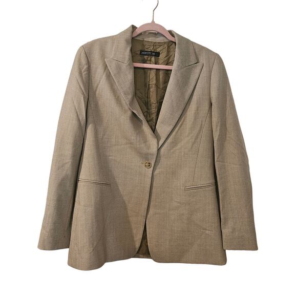Lafayette 148 New York Wool Blazer Womens Size 10 Brown‎ Single Button - Picture 1 of 6